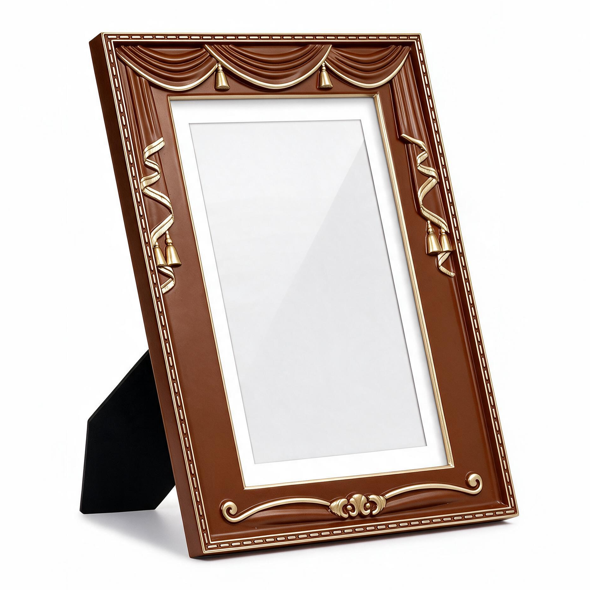 Act 1 Frames, Playbill Frame, Theatre Curtain Design, 8.5x11 with Mat for Standard Playbills, Wall and Tabletop Display (Brown)
