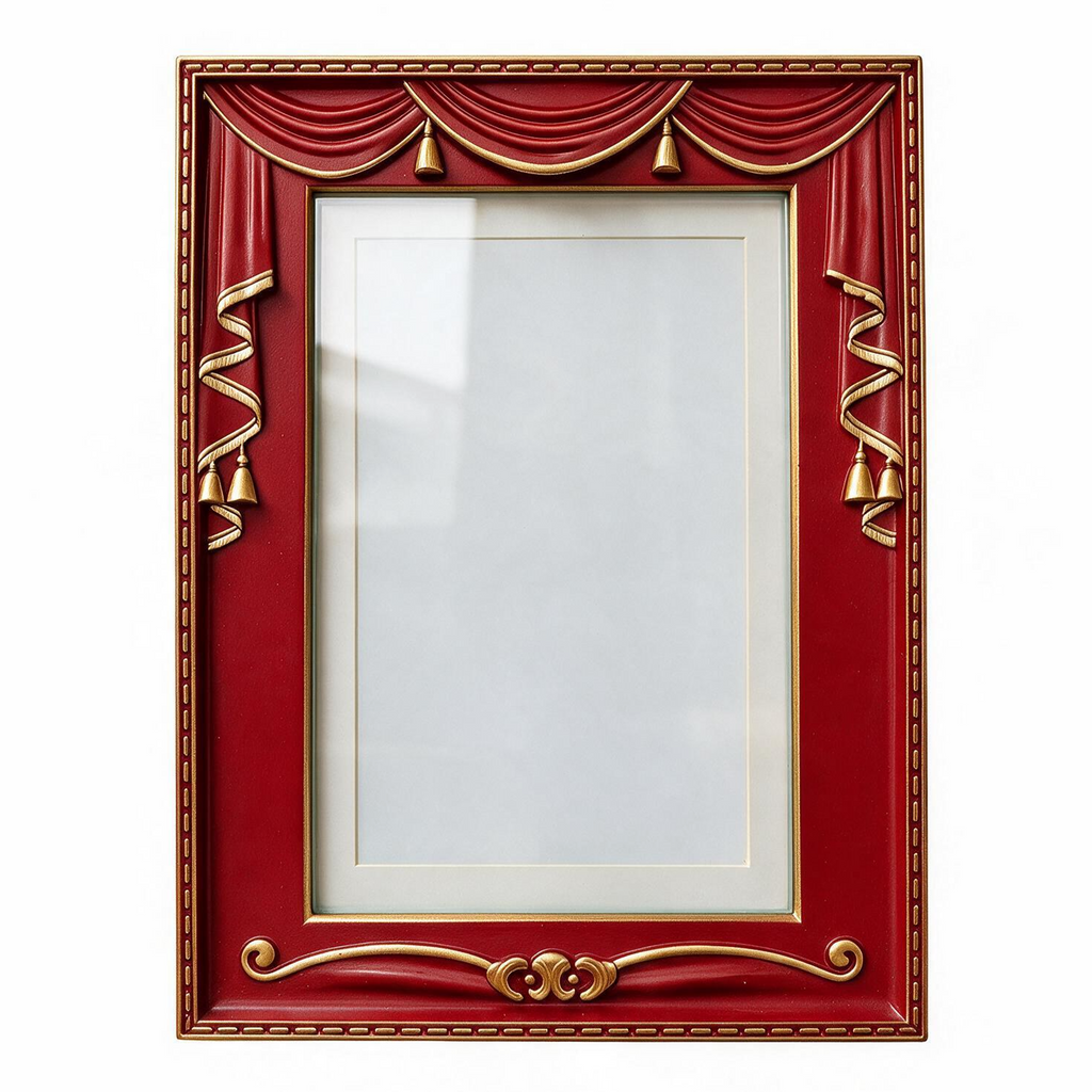 Act 1 Frames, Playbill Frame, Theatre Curtain Design, 8.5x11 with Mat for Standard Playbills, Wall and Tabletop Display (Red)