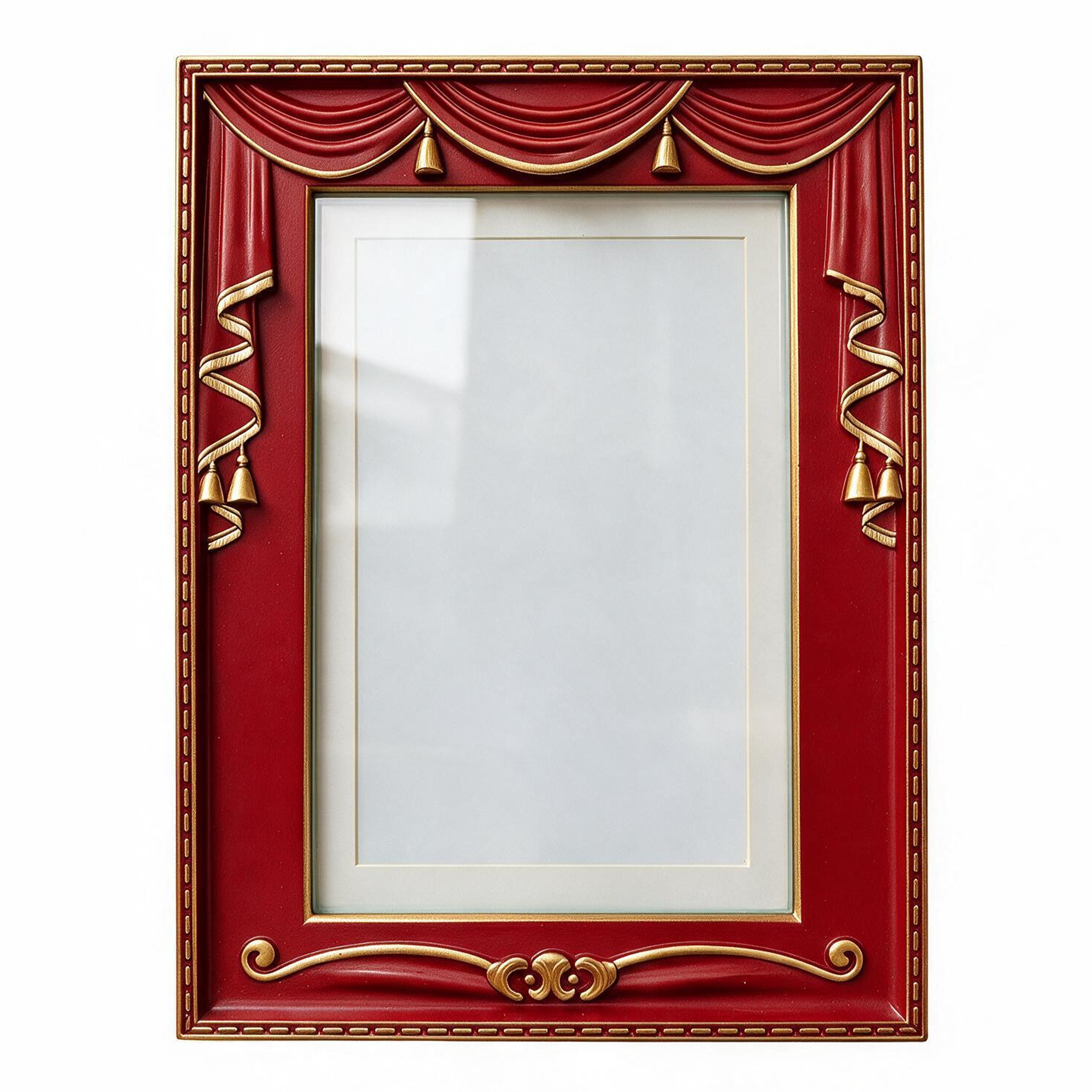 Act 1 Frames, Playbill Frame, Theatre Curtain Design, 8.5x11 with Mat for Standard Playbills, Wall and Tabletop Display (Red)